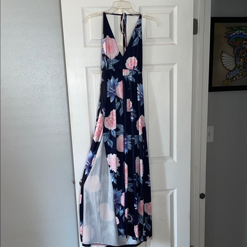 Floral Maxi Dress in Navy and Pink